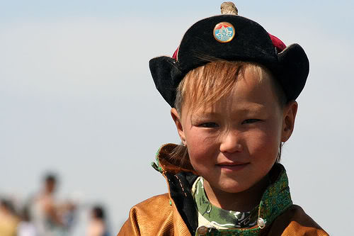 鲜卑后裔北部蒙古金发孩童